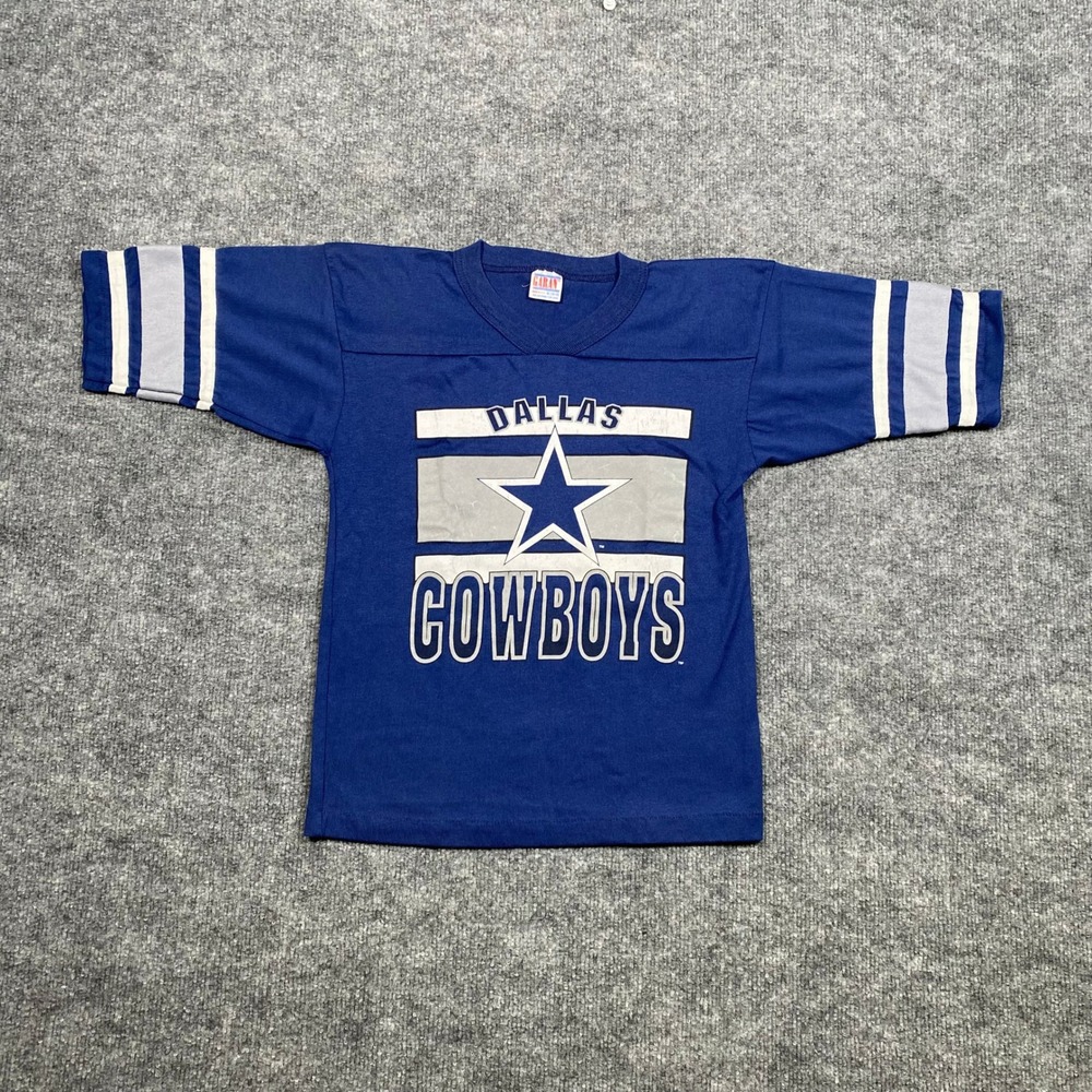 Vintage Dallas Cowboys Youth T Shirt Blue Gray Star Logo Garan Size‎ M 10-12